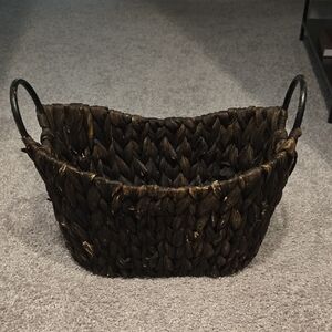 Woven Dark Brown Basket with Handles